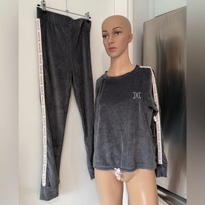 Hurley Gray Velour Tracksuit Set Sz S